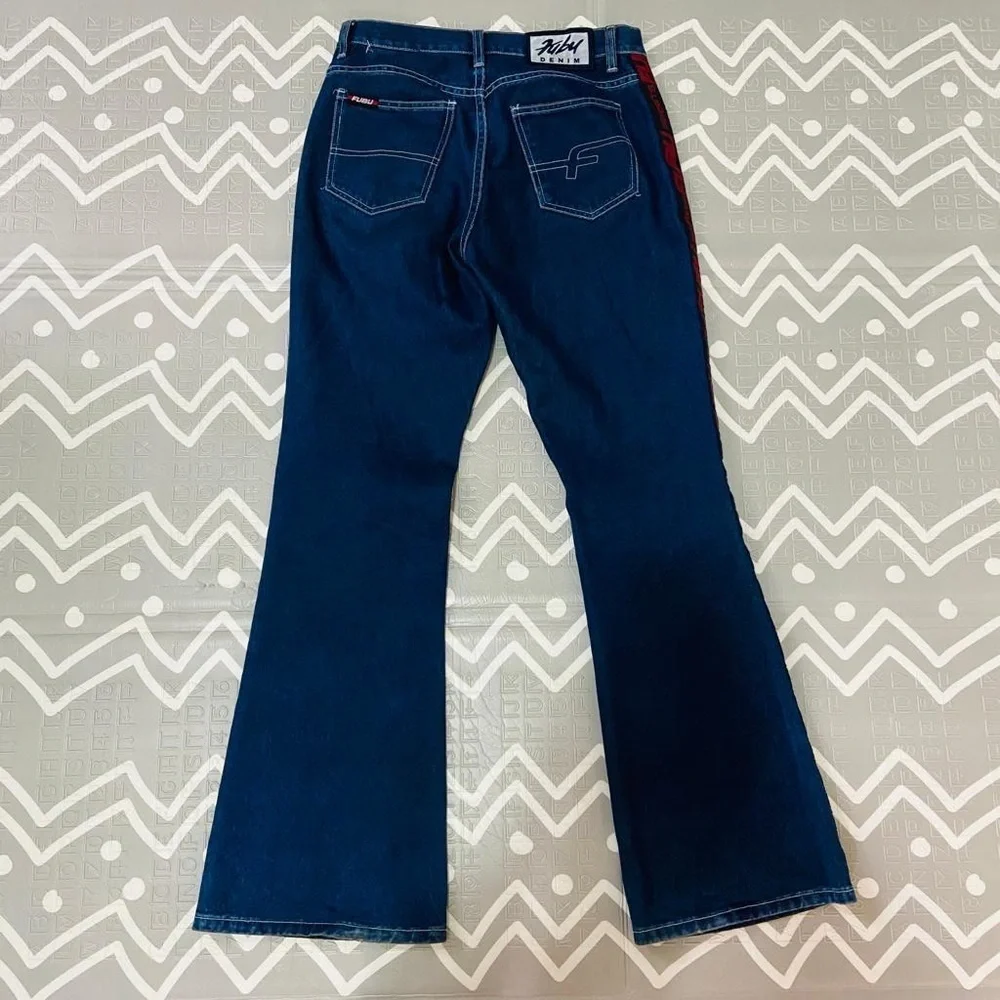 Vintage graphic logo Fubu bell bottoms jeans pants
